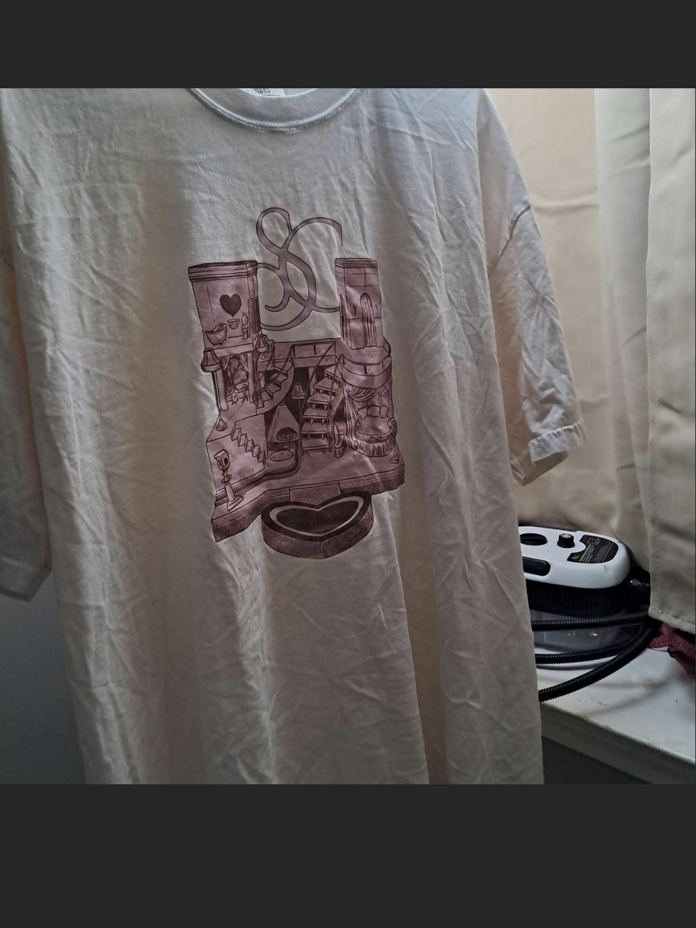 Comfort Colors Cream Short Sleeve Tee with Maroon Graphic